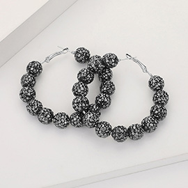 Shamballa Ball Beaded Hoop Earrings