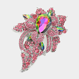 Floral Crystal Pave Bouquet Brooch / Pendant