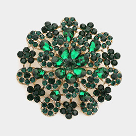 Oversized Flower Crystal Pave Pin Brooch