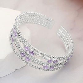 Square Cut CZ Stone Accented Evening Bracelet
