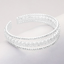 Square Cut CZ Stone Accented Split Evening Bracelet