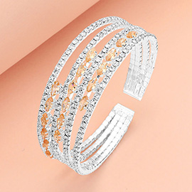 Marquise CZ Stone Rhinestone Paved Split Evening Bracelet