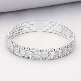 CZ Baguette Stone Accented Evening Bracelet