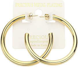 Precious Metal Plating Round Tube Hoop Earrings
