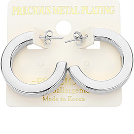 Precious Metal Plating Square Tube Hoop Earrings
