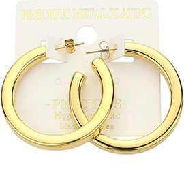 Precious Metal Plating Square Tube Hoop Earrings
