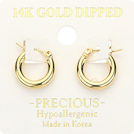 14K Gold Dipped Pin Catch Metal Hoop Earrings