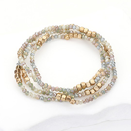 4PCS - Faceted Beaded Multi Layered Bracelets