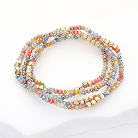 4PCS - Faceted Beaded Multi Layered Bracelets