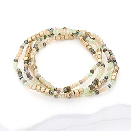 4PCS - Faceted Beaded Multi Layered Bracelets