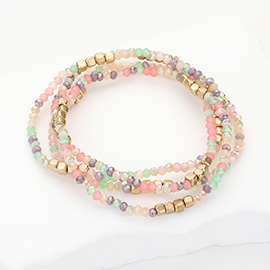 4PCS - Faceted Beaded Multi Layered Bracelets