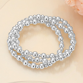 3PCS - Metal Ball Beaded Stretch Multi Layered Bracelets