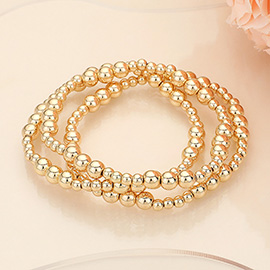 3PCS - Metal Ball Beaded Stretch Multi Layered Bracelets