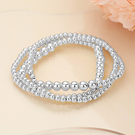 3PCS - Metal Ball Beaded Stretch Multi Layered Bracelets