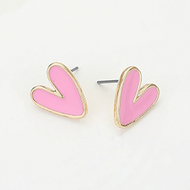 Enamel Heart Stud Earrings