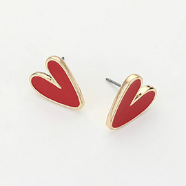 Enamel Heart Stud Earrings