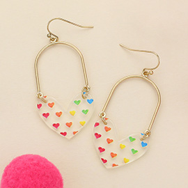 Resin Heart Pattern Pointed Dangle Earrings