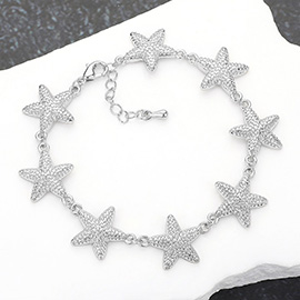 Textured Metal Starfish Link Bracelet