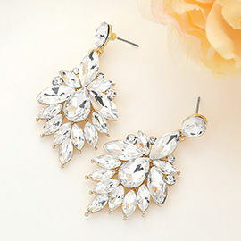 Marquise Teardrop Stone Cluster Dangle Evening Earrings