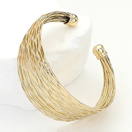 Textured Metal Multi Strand Cuff Bracelet