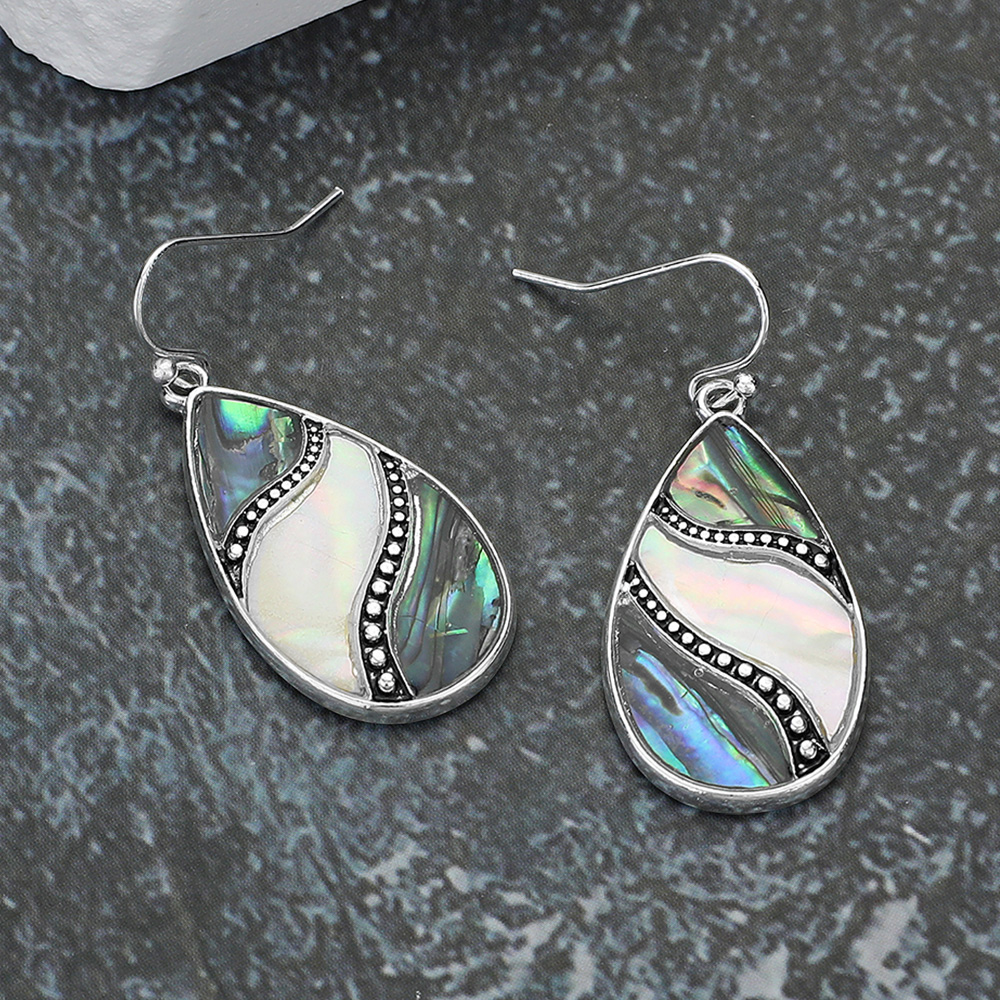 Abalone Mother of Pearl Teardrop Dangle Earrings