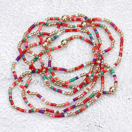 6PCS - Seed Beaded Stretch Multi Layered Bracelets