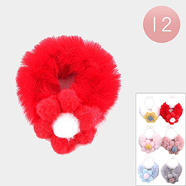 12PCS - Flower Fuzzy Plush Hair Bands