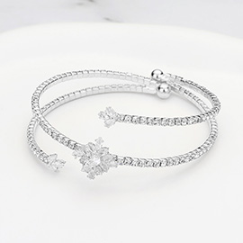 CZ Stone Paved Split Adjustable Evening Bracelet