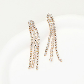 Marquise Round CZ Stone Fringe Dropdown Evening Earrings