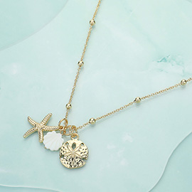 Starfish Pearl Sand Dollar Pendant Necklace