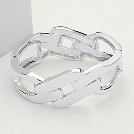 Chunky Metal Chain Hinged Bangle Bracelet