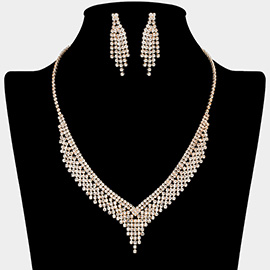 Rhinestone Paved Fringe Tip Collar Necklace