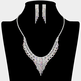 Rhinestone Paved Fringe Tip Collar Necklace