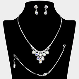 Teardrop Stone Embellished Rhinestone Paved Jewelry Set