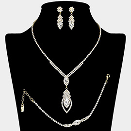 Marquise Stone Embellished Rhinestone Paved Jewelry Set