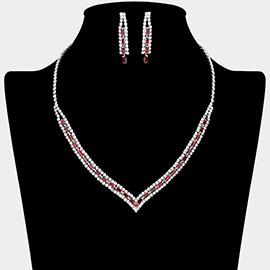 Rhinestone Paved V Shaped Necklace