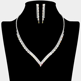 Rhinestone Paved V Shaped Necklace