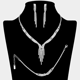 Rhinestone Paved Fringe Jewelry Set