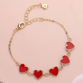 Enamel Heart Link Bracelet