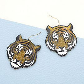 Glittered Resin Tiger Dangle Earrings