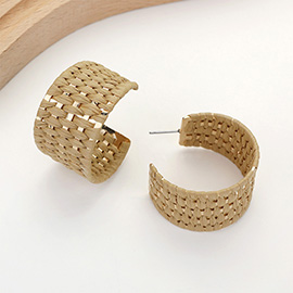 Raffia Basket Weave Wide Hoop Earrings