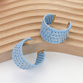 Raffia Basket Weave Wide Hoop Earrings