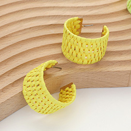 Raffia Basket Weave Wide Hoop Earrings