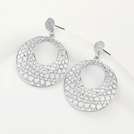 Metal Round Filigree Dangle Earrings