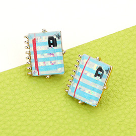 Glittered Notebook Hypoallergenic Stud Earrings