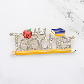 Stone Paved Number 1 Teacher Pin Brooch