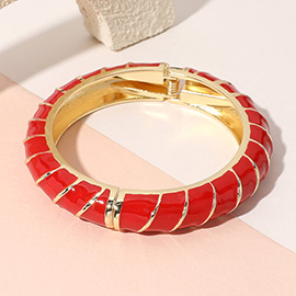 Gold Plated Enamel Spiral Hinged Bangle Bracelet