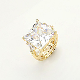 Square Stone Cluster Stretch Ring