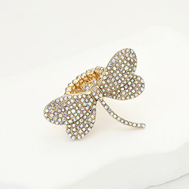 Rhinestone Paved Dragonfly Stretch Ring