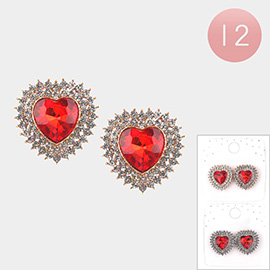 12Paris - Heart Stone Cluster Clip On Earrings